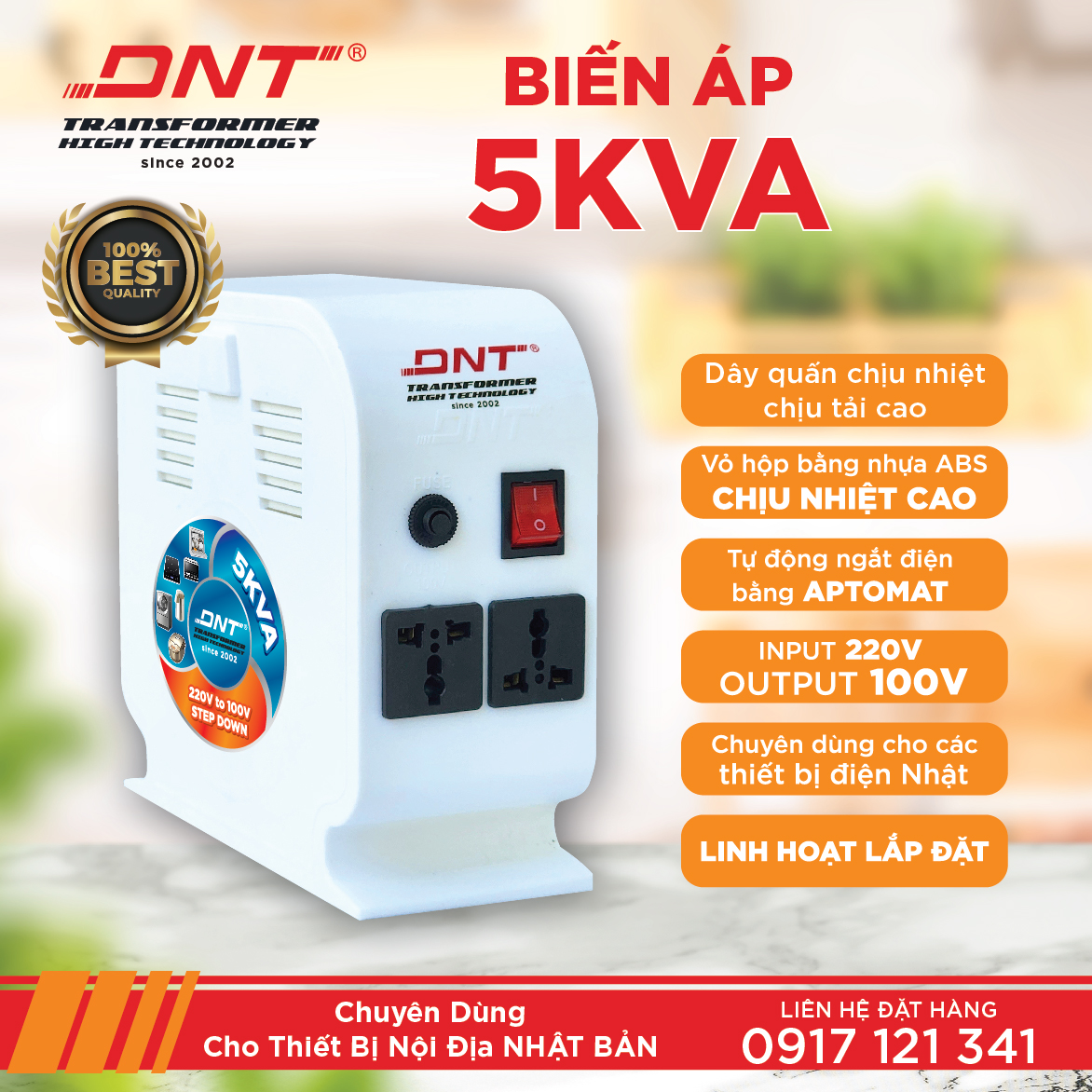 Đổi nguồn dnt 5kva 220v ra 100v hộp nhựa trắng