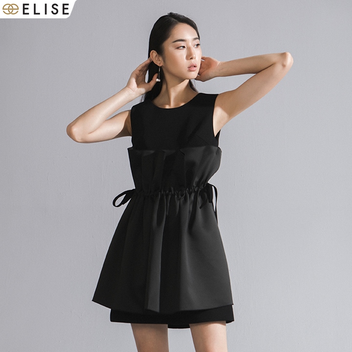 Đầm ELISE FW1907152DMWOBK bèo eo - màu đen, chất liệu cao cấp, kiểu dáng sang trọng, dễ phối đồ, mang đến cho người mặc phong cách dịu dàng nữ tính nhưng cũng không kém phần thanh lịch, sang trọng