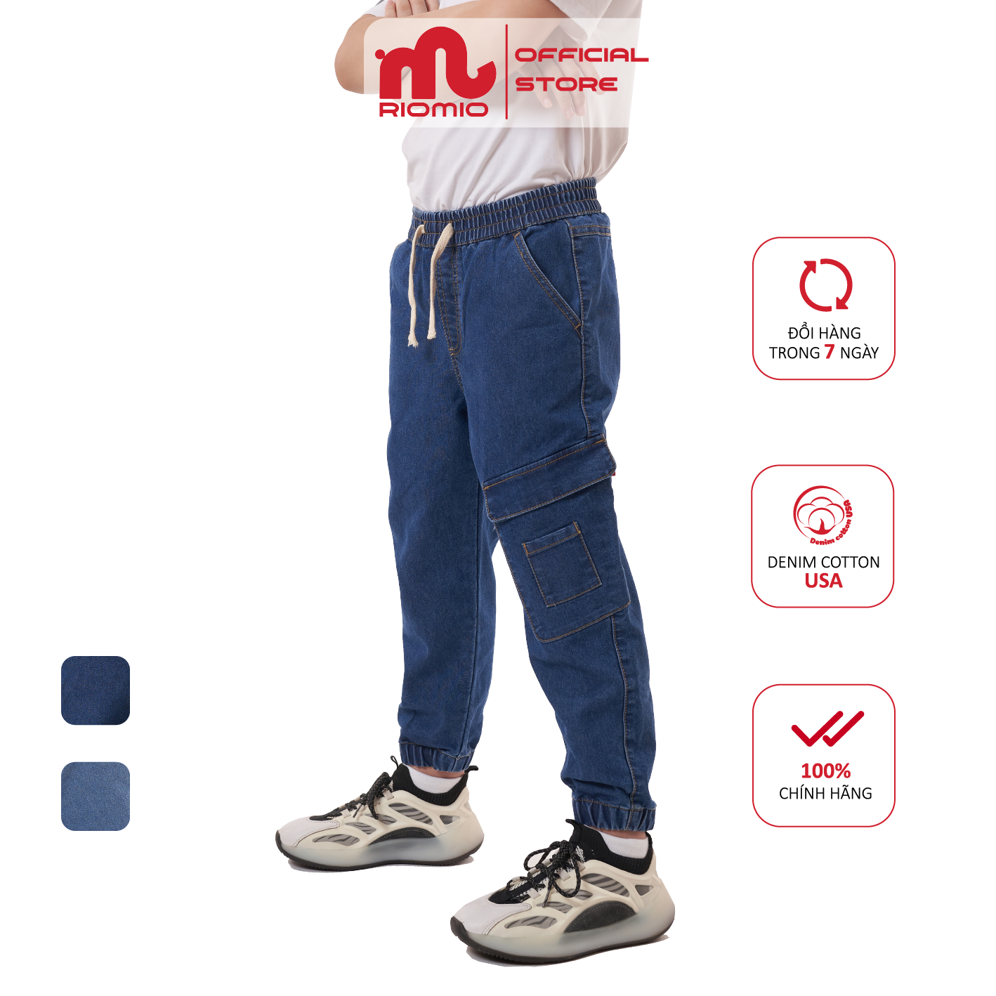 Quần jean bé trai quần bò quần bé trai size đại 22-40kg denim cotton usa chính hãng riomio – rm014
