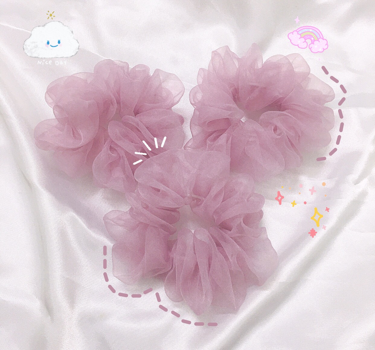 Cột tóc scrunchies vải voan siêu nhún màu tím môn siêu đẹp - cột tóc hottrend