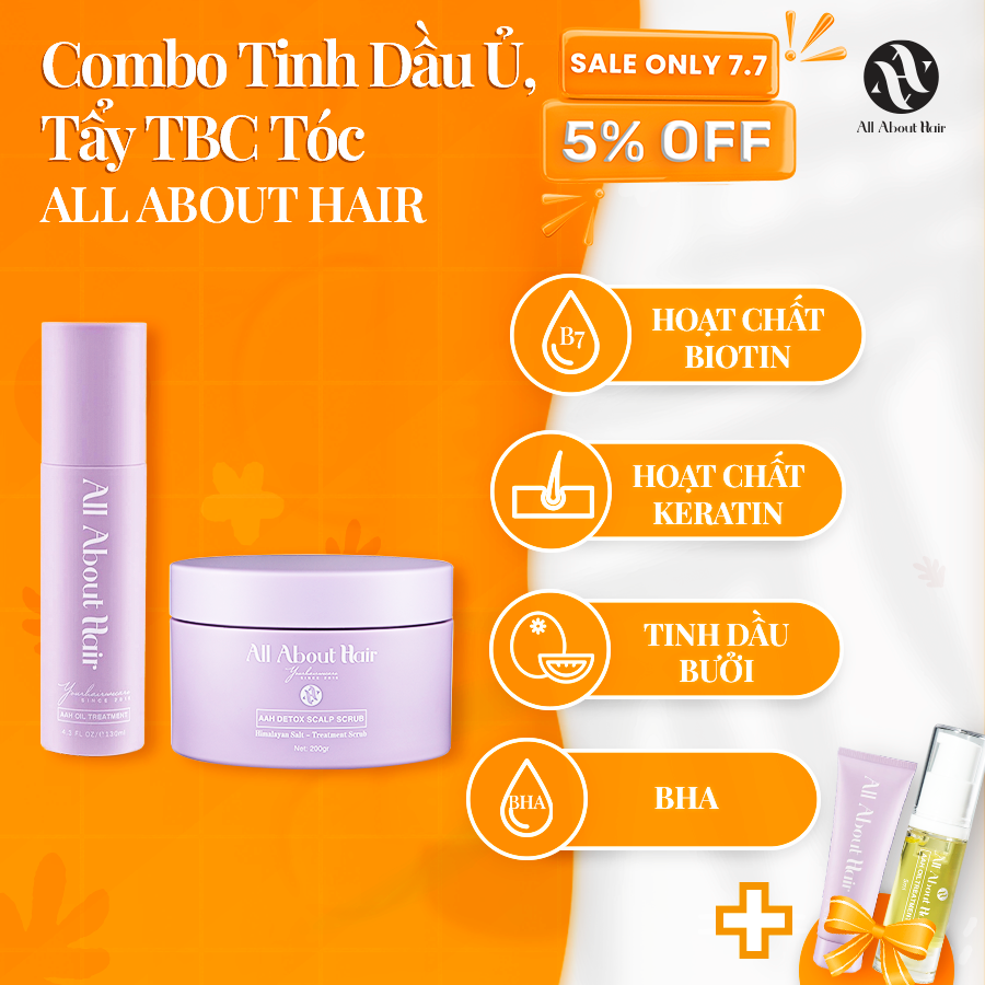 Combo Tinh Dầu Và Tẩy Tế bào chết AAH All About Hair