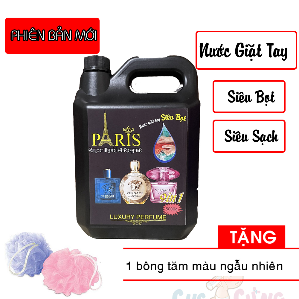 Nước Giặt Paris Thái Lan 5 lít hương nước hoa Tặng 1 bông tắm màu ngẫu nhiên