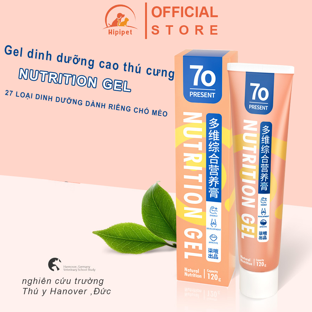 Gel dinh dưỡng cho mèo chó Hipipet Nutrition Gel chăm sóc toàn diện thú cưng 27 loại dinh dưỡng - 120gr