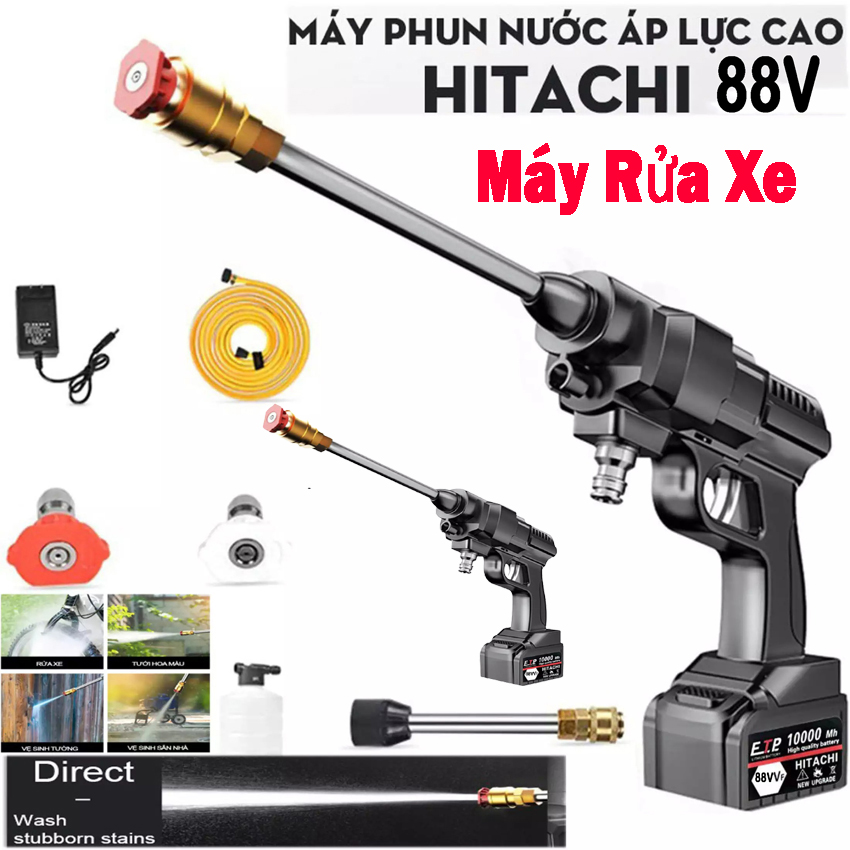 ( Hàng Bãi Nhật ) ( TẶNG KÈM KHĂN LAU XE ) SaLe Sốc 50% Máy Rửa Xe cầm tay Máy Rửa Xe Pin Sạc 88v 1000W Máy Rửa Bọt Rửa Xe Điện,xe máy,xe đạp máy phun thuốc xịt rửa nhà cửa dung lượng pin lớn BH 12 Tháng