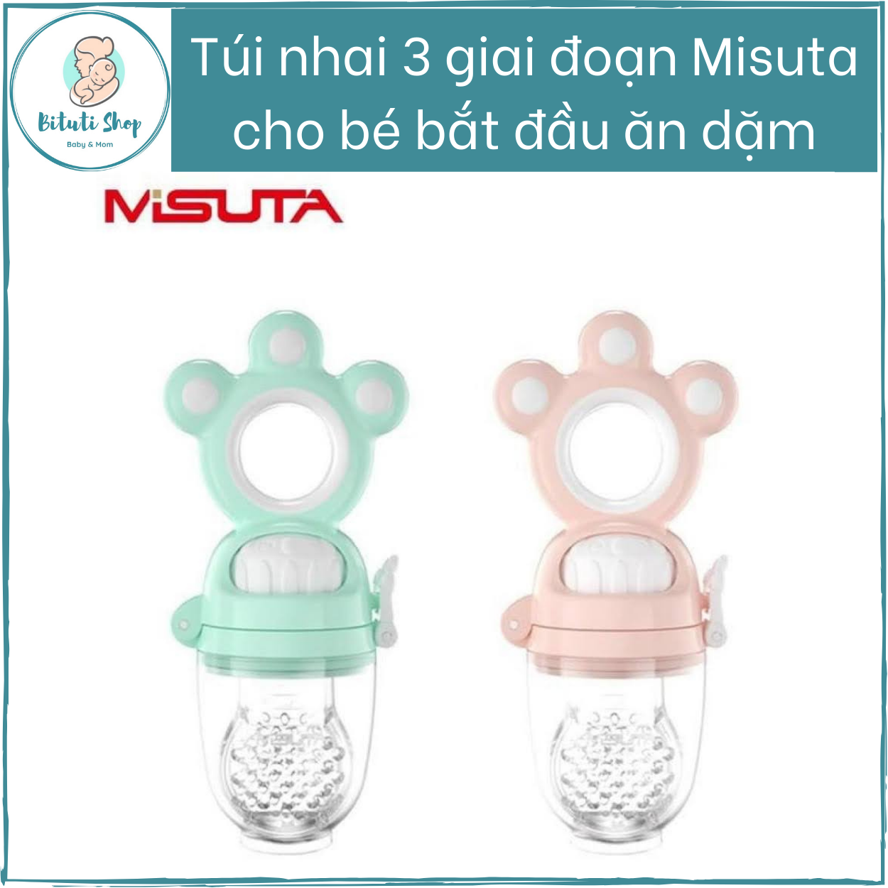 Túi nhai ăn dặm chống hóc misuta cho bé bắt đầu ăn dặm