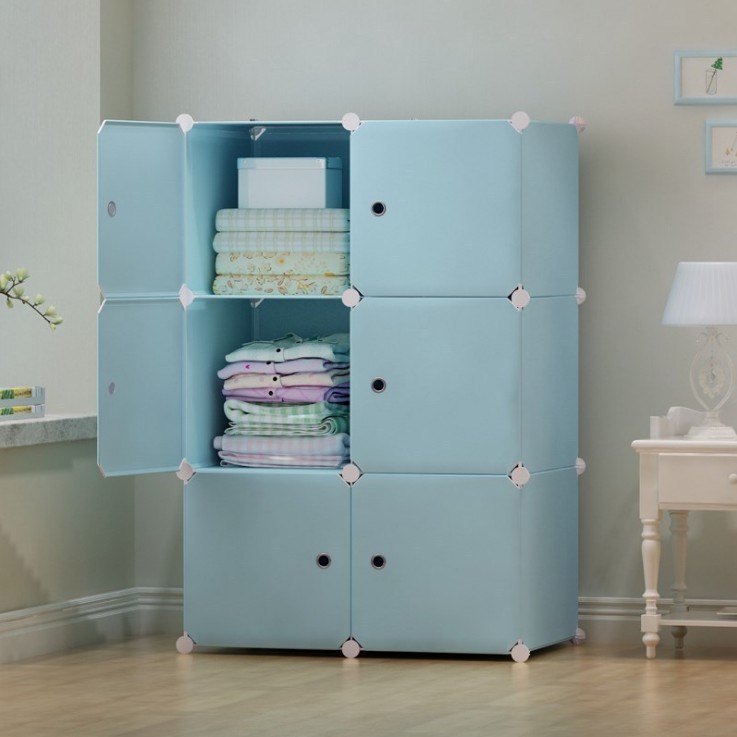 Tủ nhựa ghép 6 ô màu đen, cửa trắng decal quần áo nhỏ gọn nhẹ, size to sâu 47, 1 treo, 2 xéo  -Bảo hành 1 năm 1 đổi 1