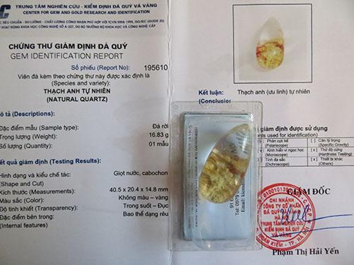 Mặt đá thạch anh giọt nước ưu linh tn kt 4,0 x 2,0 cm kiểm định ms 195610 - mặt dây chuyền phong thủy