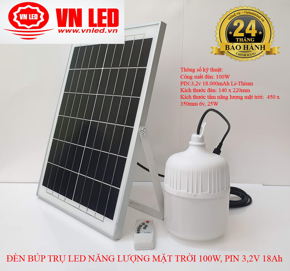 ĐÈN BÚP TRỤ LED NĂNG LƯỢNG MẶT TRỜI 100W, PIN 3,2V 18Ah,150W Pin 30Ah 0936395395