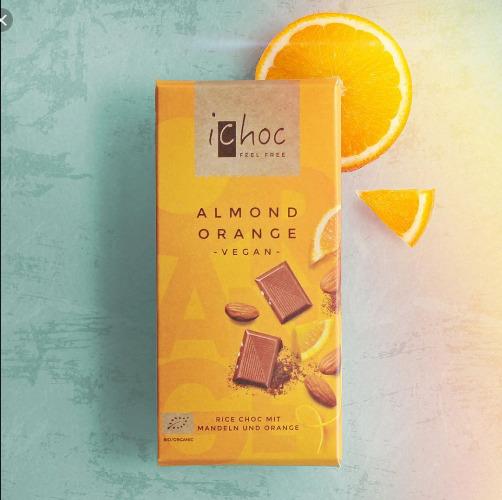 Socola hữu cơ thuần chay Almond Orange Ichoc 80g
