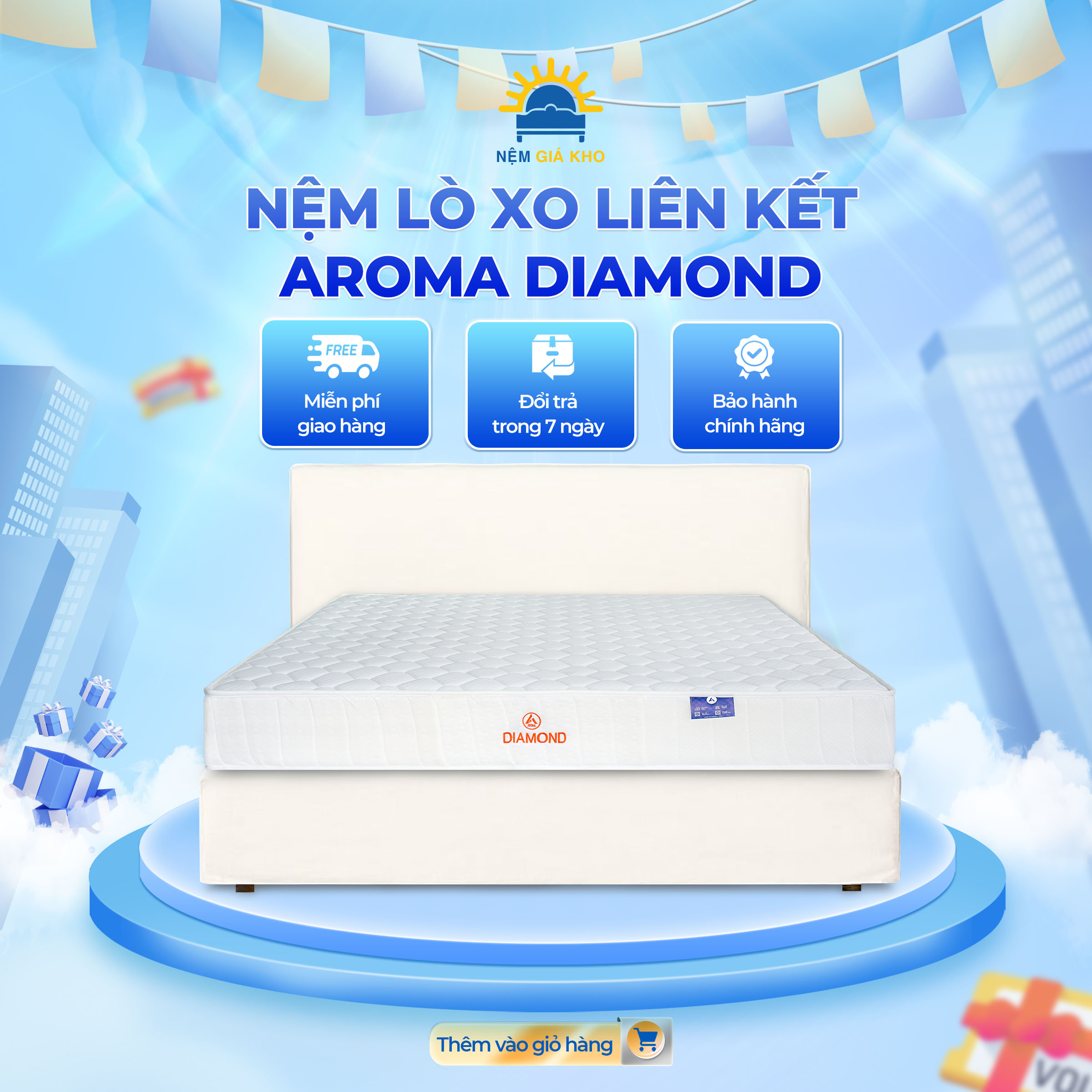 Nệm lò xo aroma diamond - bảo hành 10 năm