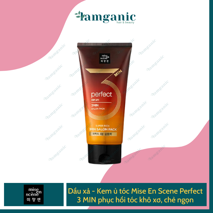 Kem xả và ủ tóc Mise en Scene Perfect Serum 3MIN Salon Mask Pack chăm sóc tóc khô chẻ ngọn - Serum dầu xả ủ tóc