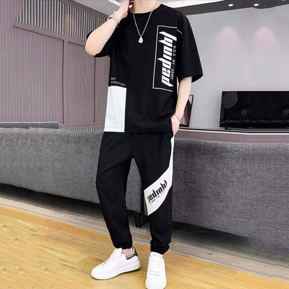 Bộ quần áo thun nam pedinhl áo ngắn tay cổ tròn năng động kết hợp quần jogger bo gấu thời trang hot trend smartly girl set nam 9000018