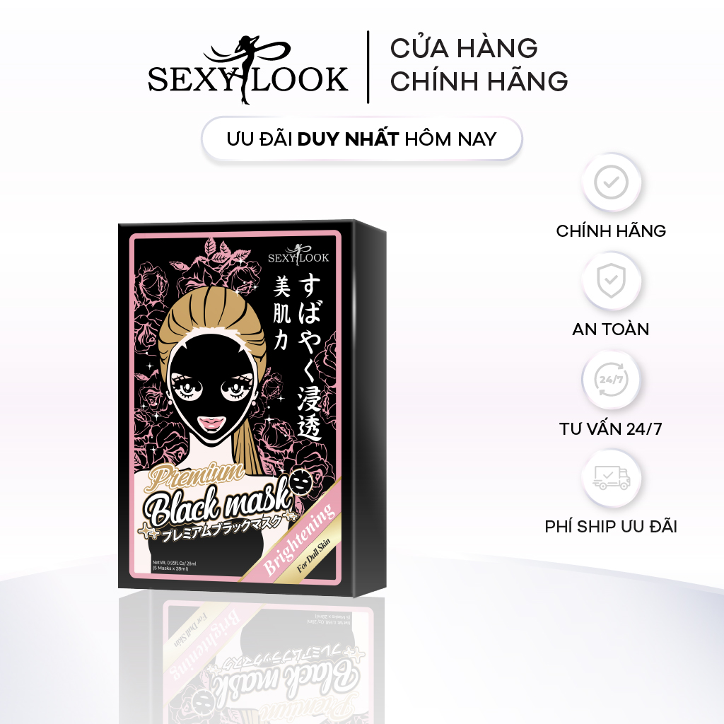 Mặt Nạ Đen SEXYLOOK Hoa Hồng Dưỡng Trắng Chuyên Sâu 5 miếng