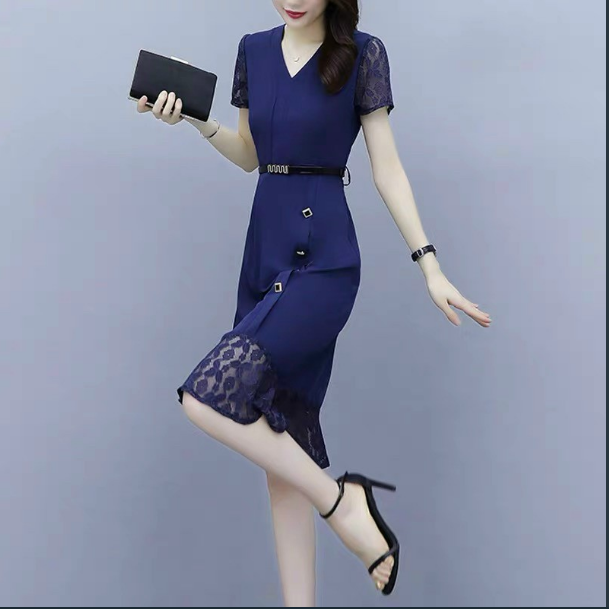 Váy đầm ôm body vải thun umi phối ren đuôi cá size 40kg đến 67kg - ssr8505