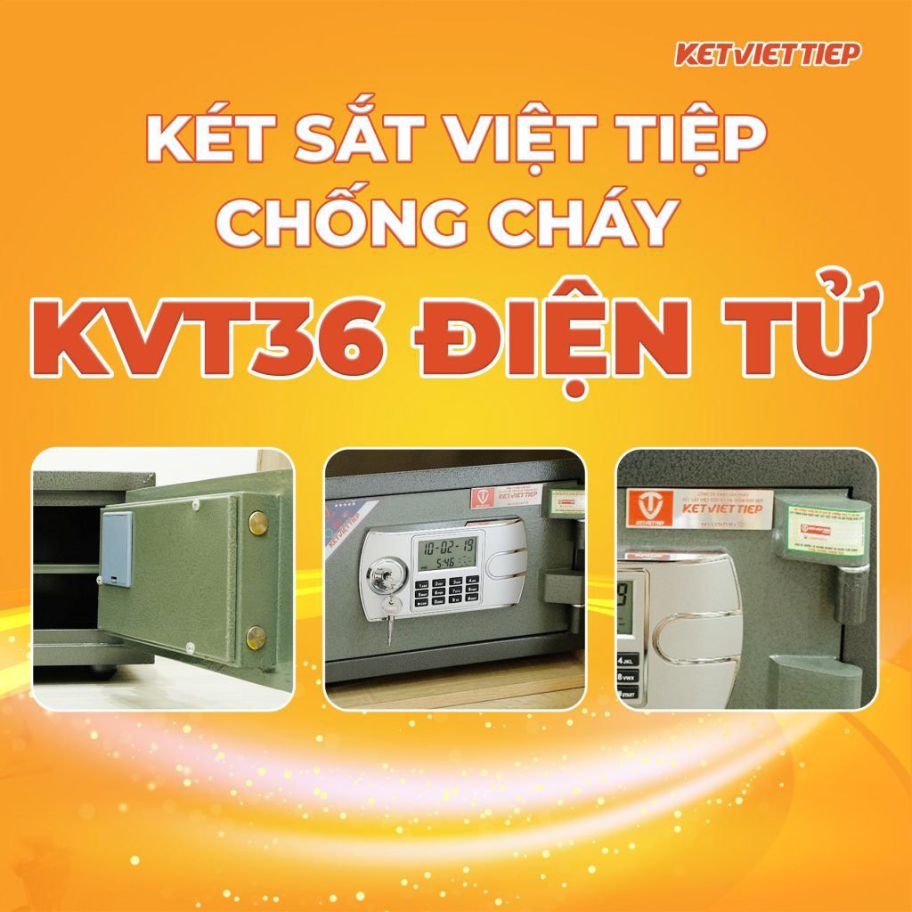 Két sắt mini điện tử Việt Tiệp KVT36, Két sắt Việt Tiệp khóa điện tử nặng 28kg, két sắt gia đình chống cháy để tủ quần áo miễn phí vận chuyển toàn quốc