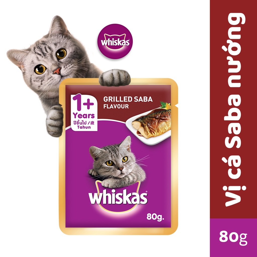 WHISKAS PATE GÓI 80g (MÈO LỚN-MÈO CON)