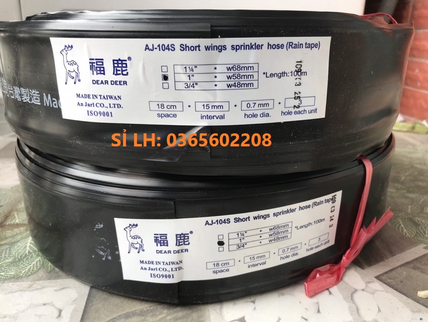 02 Cuộn ống tưới phun mưa Đài Loan loại VIP, ống tưới phun mưa hiệu con Nai phi 34 có biên, cuộn dài 100m