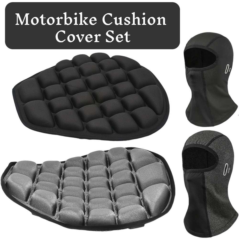 Motorcycle Seat Riding Mask Set Cushion Cover Sunscreen Mat 3D Shock