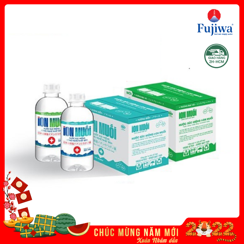1 Thùng nước muối - Nước súc miệng ion Muối 300ml – Thùng 6 chai hương biển/ hương bạc hà