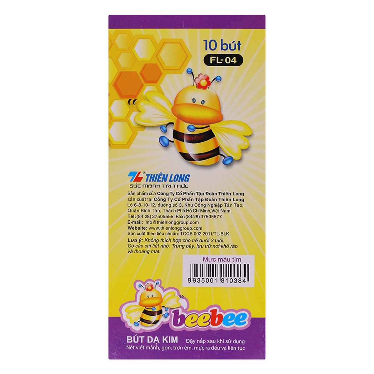 Bút lông Thiên long kim Bee Bee FL-04 mực tím nét nhỏ 0.3mm viết êm