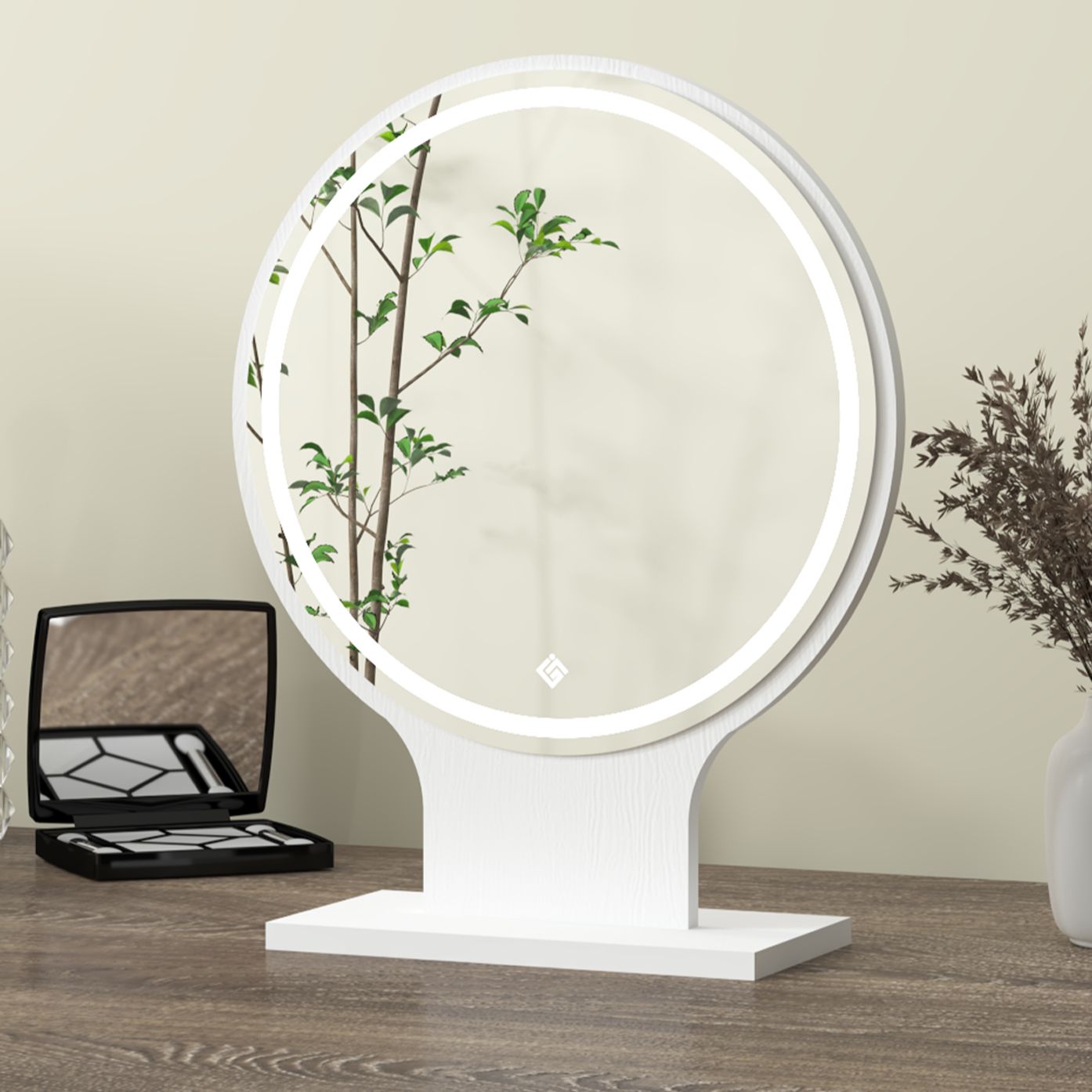 Gương để bàn trang điểm , gương tròn có đèn led cảm ứng gp214