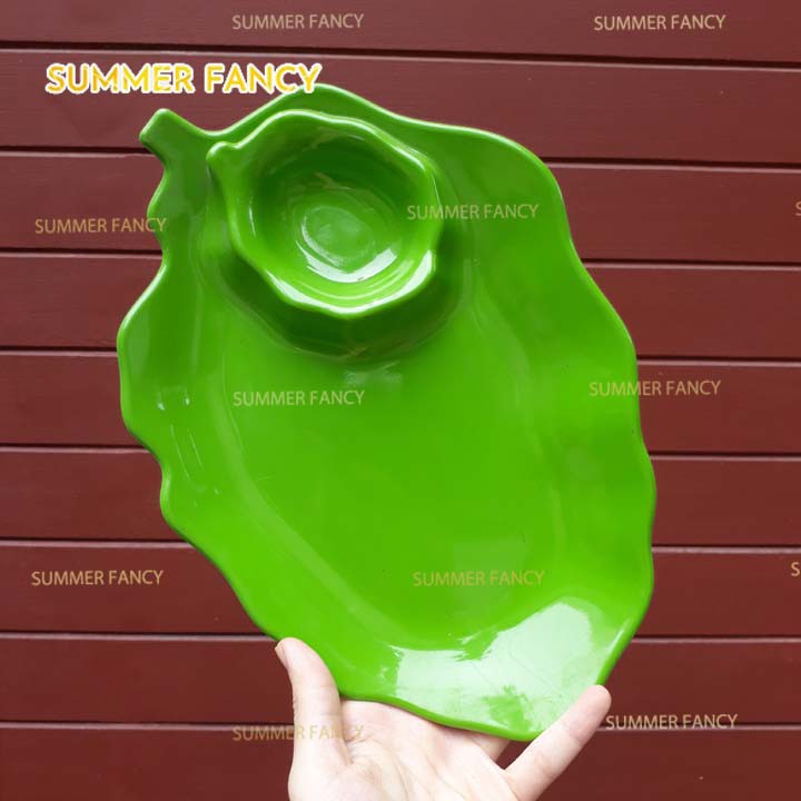 Dĩa Tương Lá 28Cm Melamine Cao Cấp khay phíp nhựa - Leaf Shape Dish