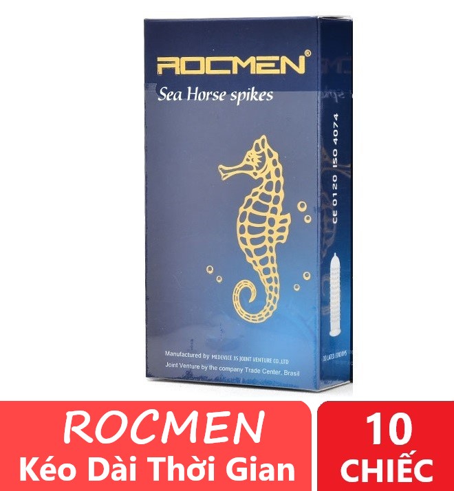 Freeship 1 hộp Bao Cao Su Siêu Gai kéo dài thời gian Rocmen Xanh Hộp 10 Chiếc