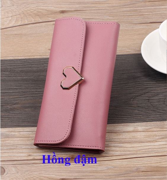 Ví nữ dài khóa hình trái tim, chất liệu da pu