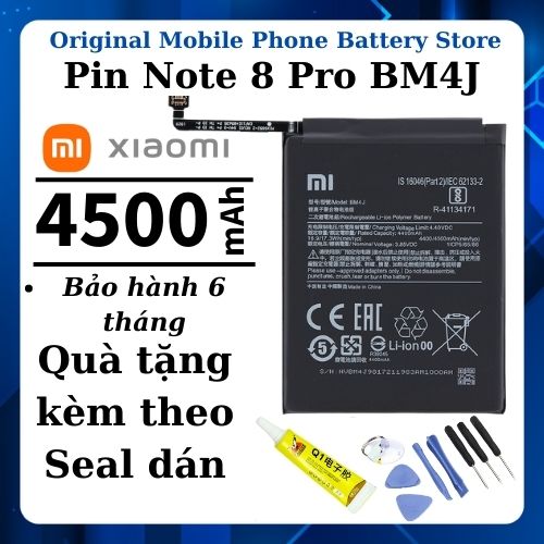 Pin redmi note 8 pro zin hãng, pin bm4j dung lượng 4500mah, tặng kèm bộ tua vít mở máy