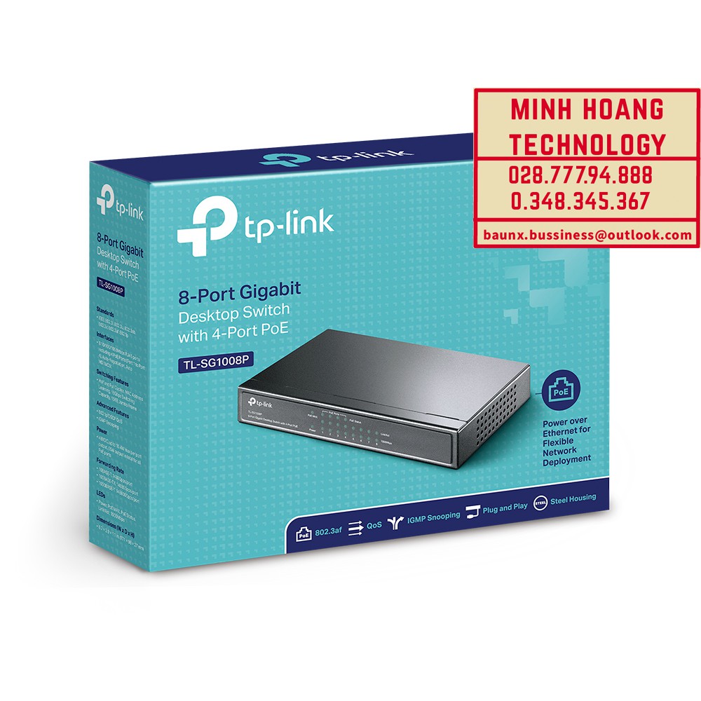 Switch desktop 8 cổng gigabit với 4 cổng poe tl-sg1008p