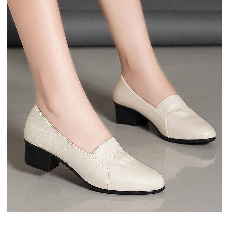 Giày da cao gót thời trang công sở nuddo thiết kế sành điệu da mịn mũi nhọn - Vincent Shop