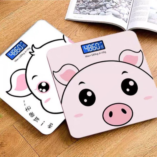 [CHỊU LỰC 180KG] CÂN ĐIỆN TỬ IP HÌNH HEO CUTE MẶT KÍNH CƯỜNG LỰC SIÊU BỀN - CÂN SỨC KHỎE THEO DÕI CÂN NẶNG + NHIỆT ĐỘ PHÒNG CHÍNH XÁC 100%