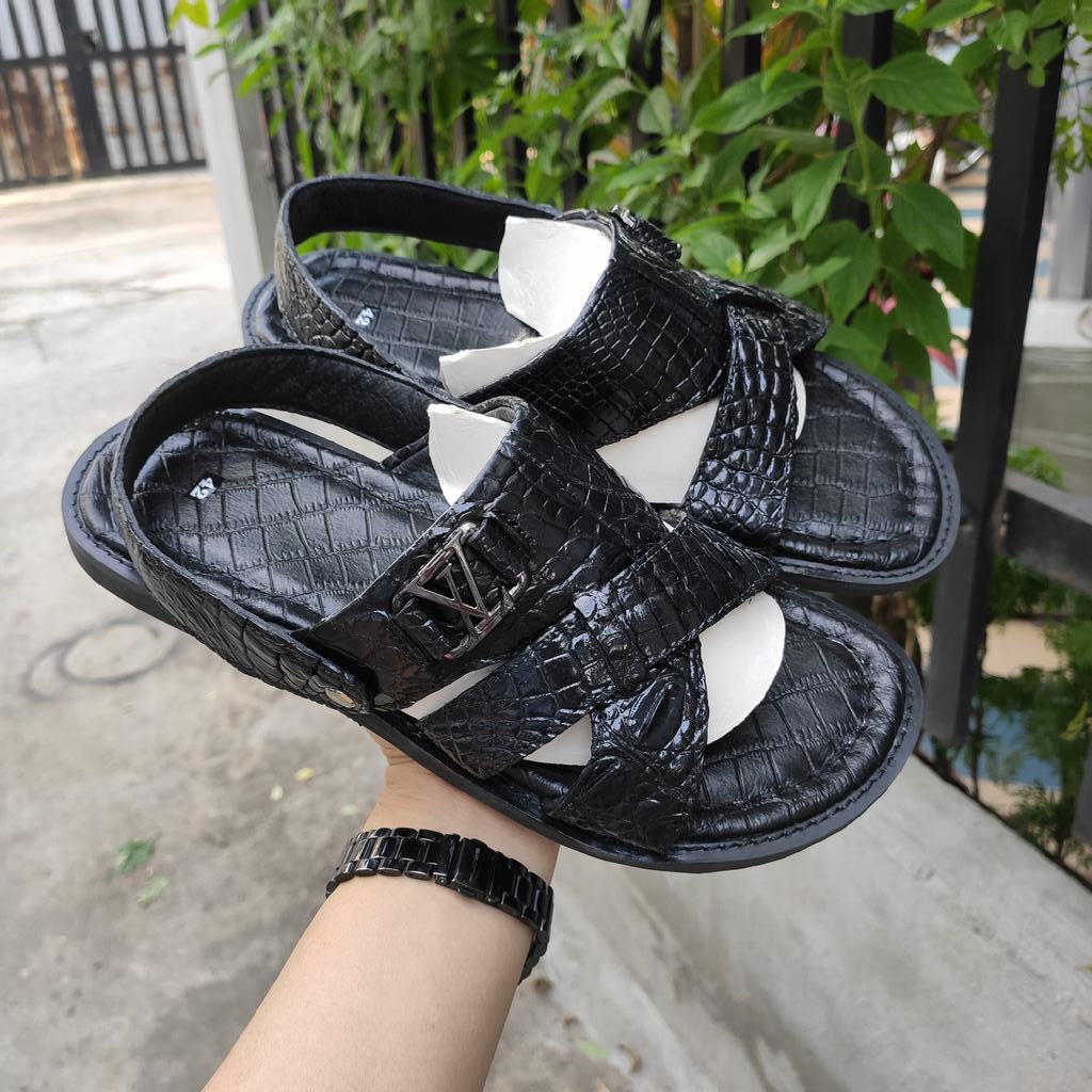 Dép sandal DA CÁ SẤU HÀNG HIỆU đế cao su tự nhiên siêu bền