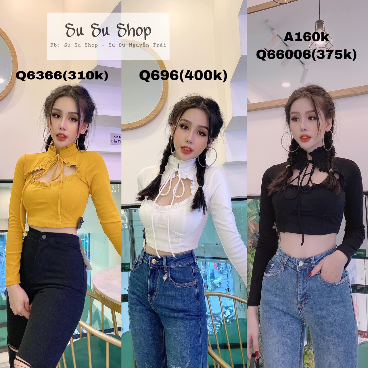 Áo croptop tay dài cổ tàu, áo thun croptop khoét ngực, áo thun borip hở ngực, áo kiểu croptop cổ cao sexy