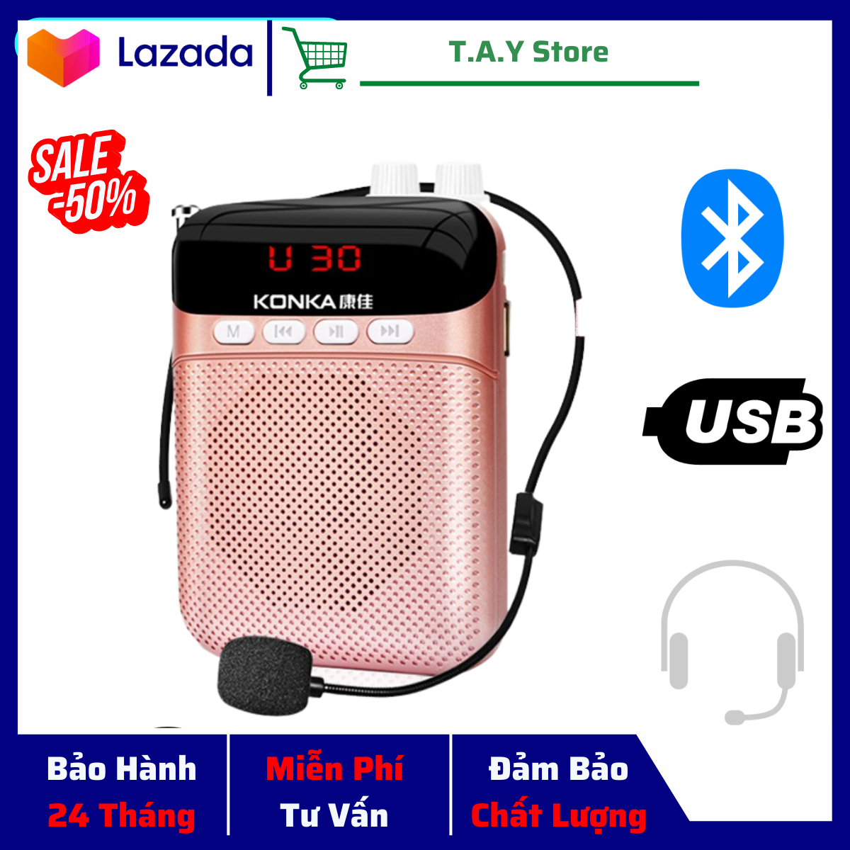  Máy trợ giảng cho giáo viên không dây Bluetooth 5.0 - Loa Trợ Giảng Không Dây may tro giang KONKA A102S  Mic trợ giảng không dây Màn Hình LED Full Box Hỗ Trợ Sử Dụng USB Âm Thanh Không Dè Bảo Hành 12 Tháng 