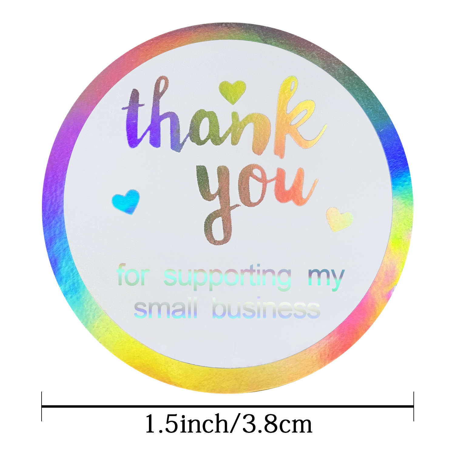 Sticker nhãn dán/ tem thank you 4 support 7 màu - set 500 nhãn/cuộn