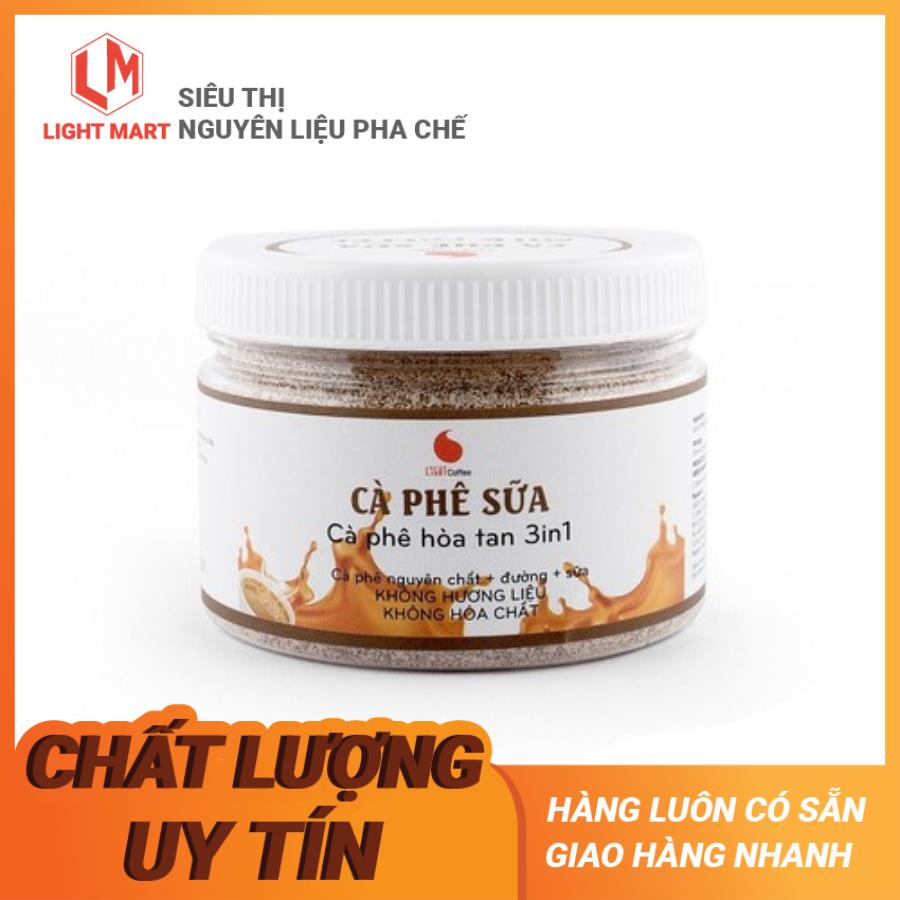 Cà Phê Sữa Hòa Tan 3IN1 Light Coffee , không hương liệu - Hủ 230gr - Light Mart nguyên liệu pha chế