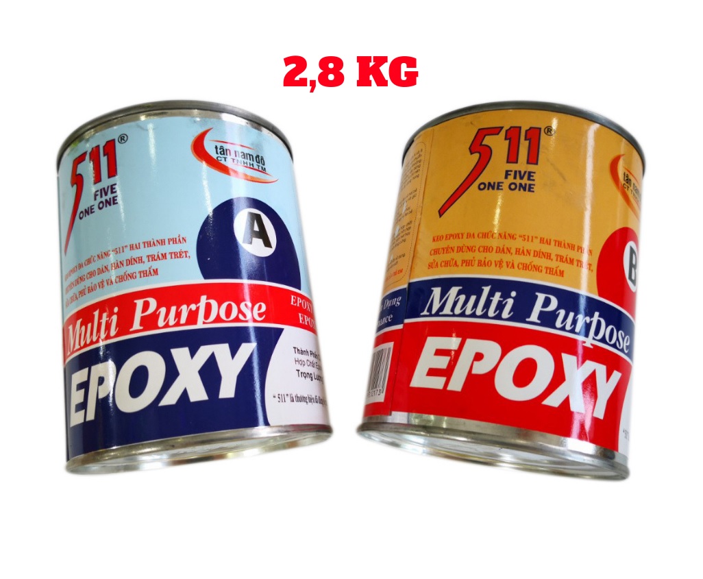Keo ab epoxy 511 2 thành phần 675g , 1,3 kg, 2,8 kg chính hãng - keo ab công nghiệp -keo ab dán sắt/ keo ab siêu cứng chịu nhiệt/ keo ab trong suốt/ keo ab siêu cứng - keo epoxy/ keo ab thái lan - keo dán đa năng siêu dính