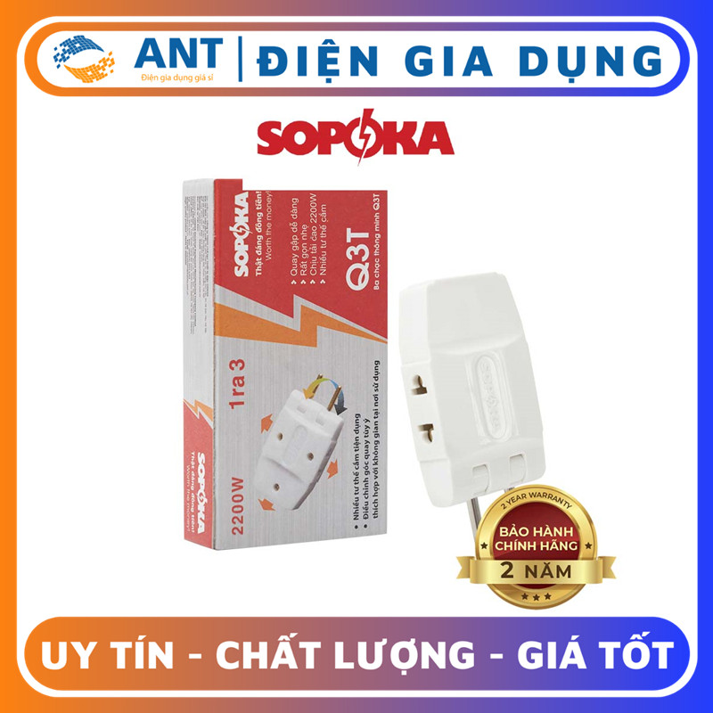 Phích cắm điện chia ra 5 ngã cắm gập được góc 90 độ công suất sử dụng 2000W SOPOKA