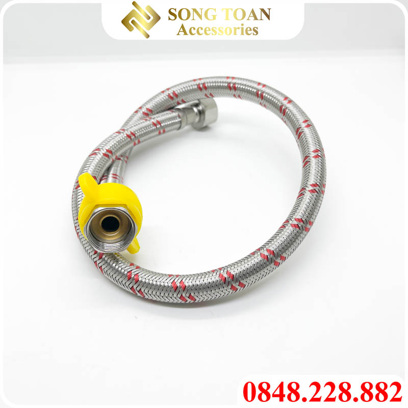 Dây inox nóng lạnh 304, dây cấp nước inox nóng lạnh ren trong 21 304