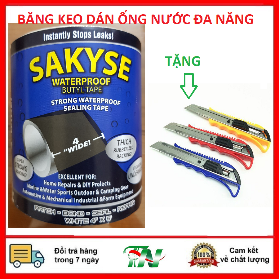 Băng keo chống nước , băng keo siêu dính chống thấm , keo dán đa năng , miếng dán chống dột , băng keo chống thấm vá ống nước , xô chậu bị thủng - Tặng Ngay Dao cắt băng keo trị giá 20k