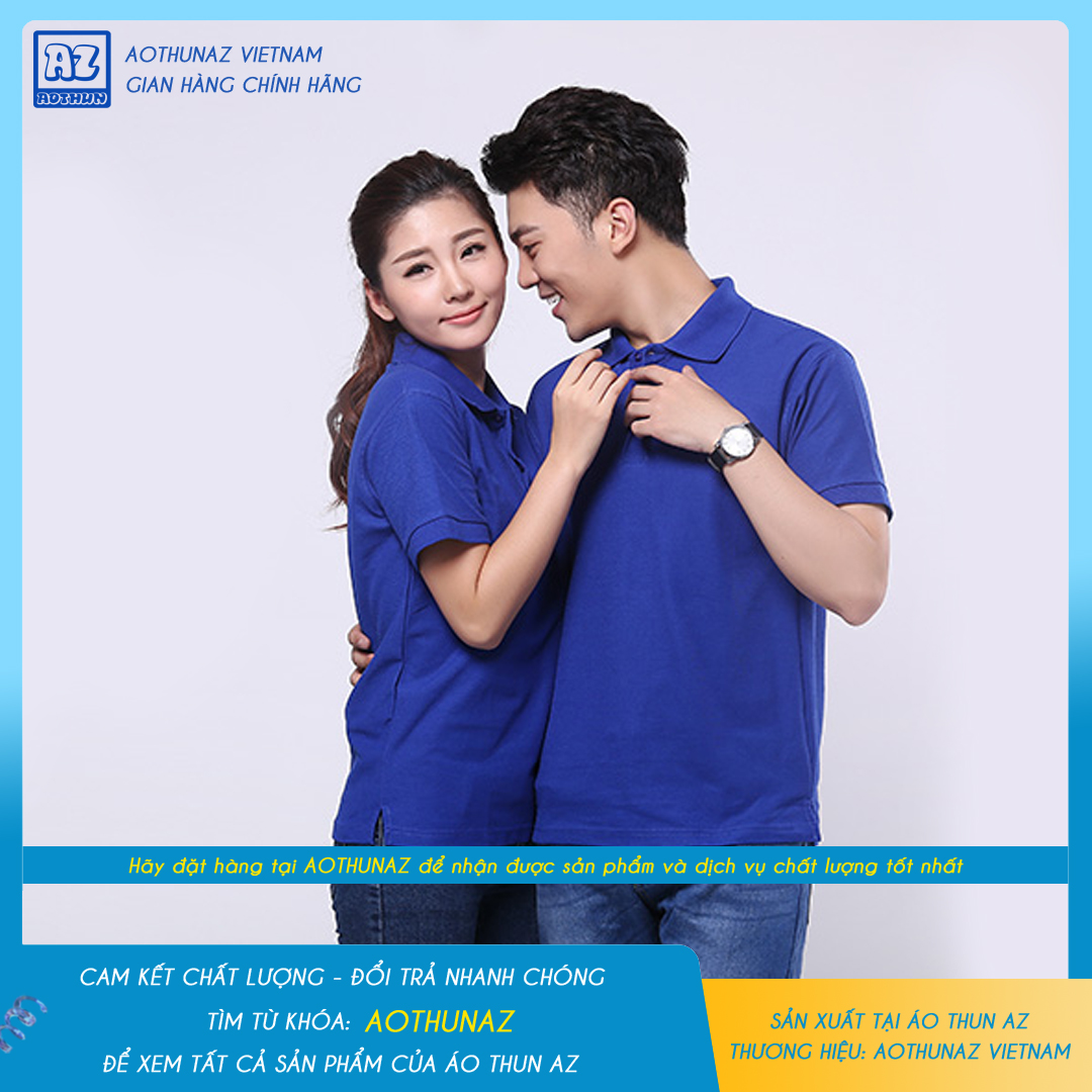 AOTHUNAZ - Áo thun nam nữ màu xanh bích coban cổ trụ polo thời trang trẻ trung - Vải cá sấu cao cấp VNXK
