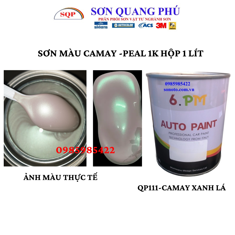 QP111 Sơn CAMAY bơ (pơ) Camay xanh lá Autopaint hệ 1K lon 1 Lít - sơn oto xe máy giá rẻ, pearl SONQUANGPHU8856
