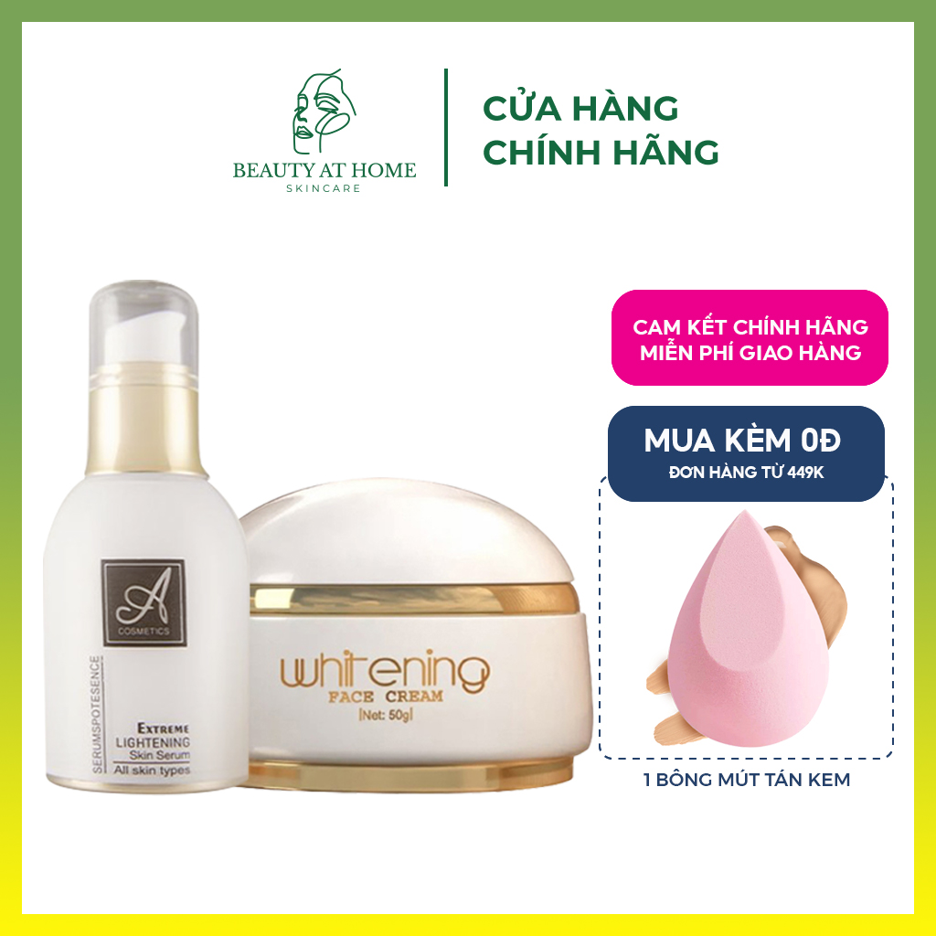 Combo dưỡng trắng da mặt face pháp & serum A cosmetics giúp da căng bóng mịn màng chống nắng hiệu quả - Beauty at home