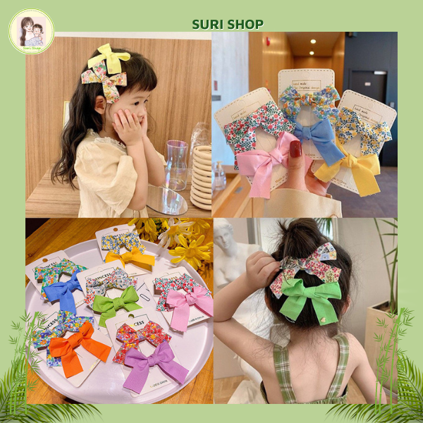 A, Set 2 kẹp nơ nhỏ cho bé cực xinh phong cách Hàn Quốc, kẹp tóc đẹp, kẹp tóc sang chảnh