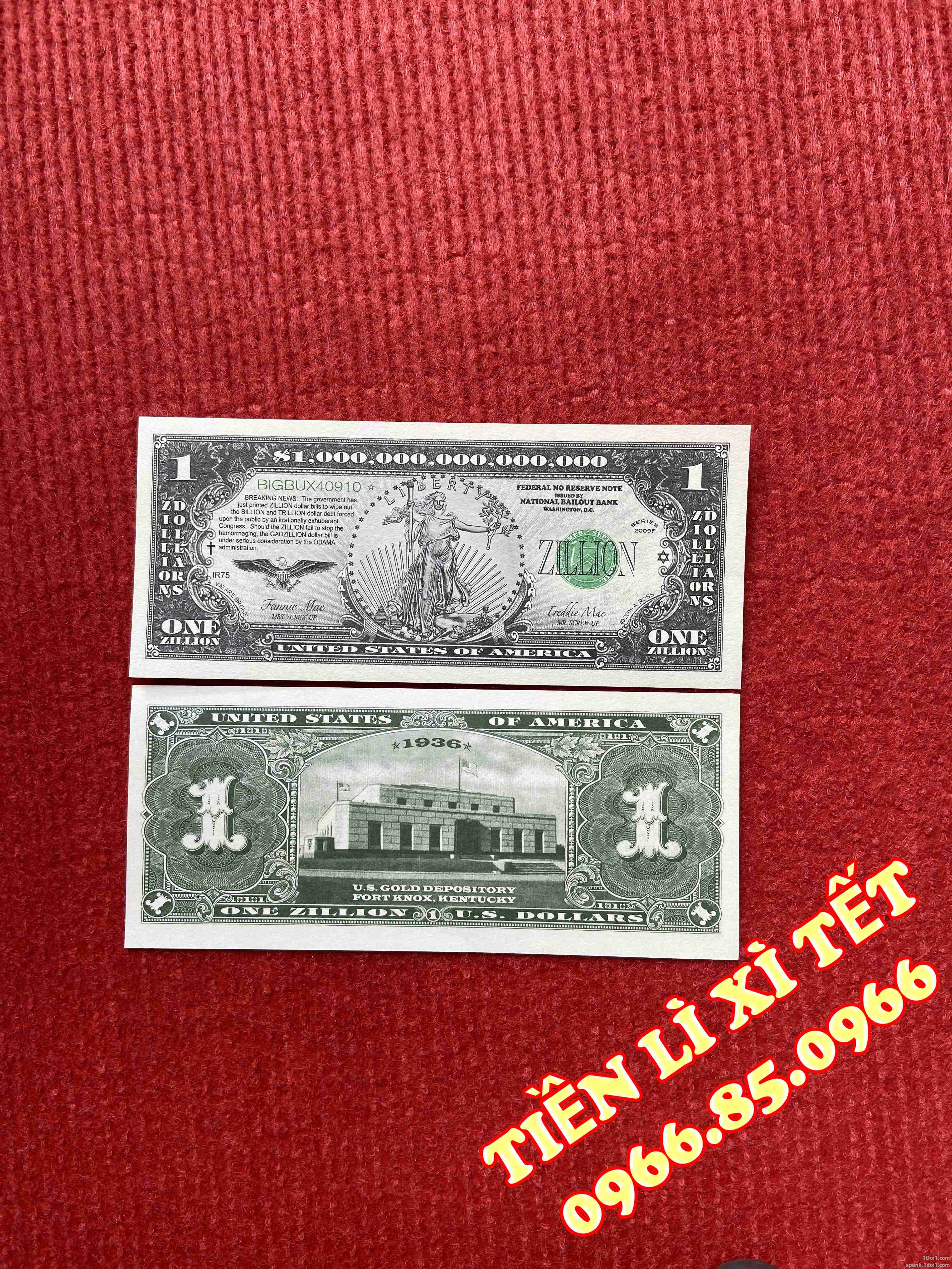 Tờ 1 ngàn tỷ usd lưu niệm may mắn