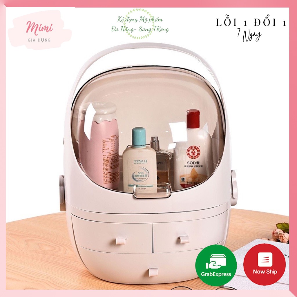 Kệ Đựng Mỹ Phẩm, Đồ Trang Điểm, Kệ Đựng Đồ Đa Năng Cao Cấp Sành Điệu, Có Nắp Đậy Thông Minh