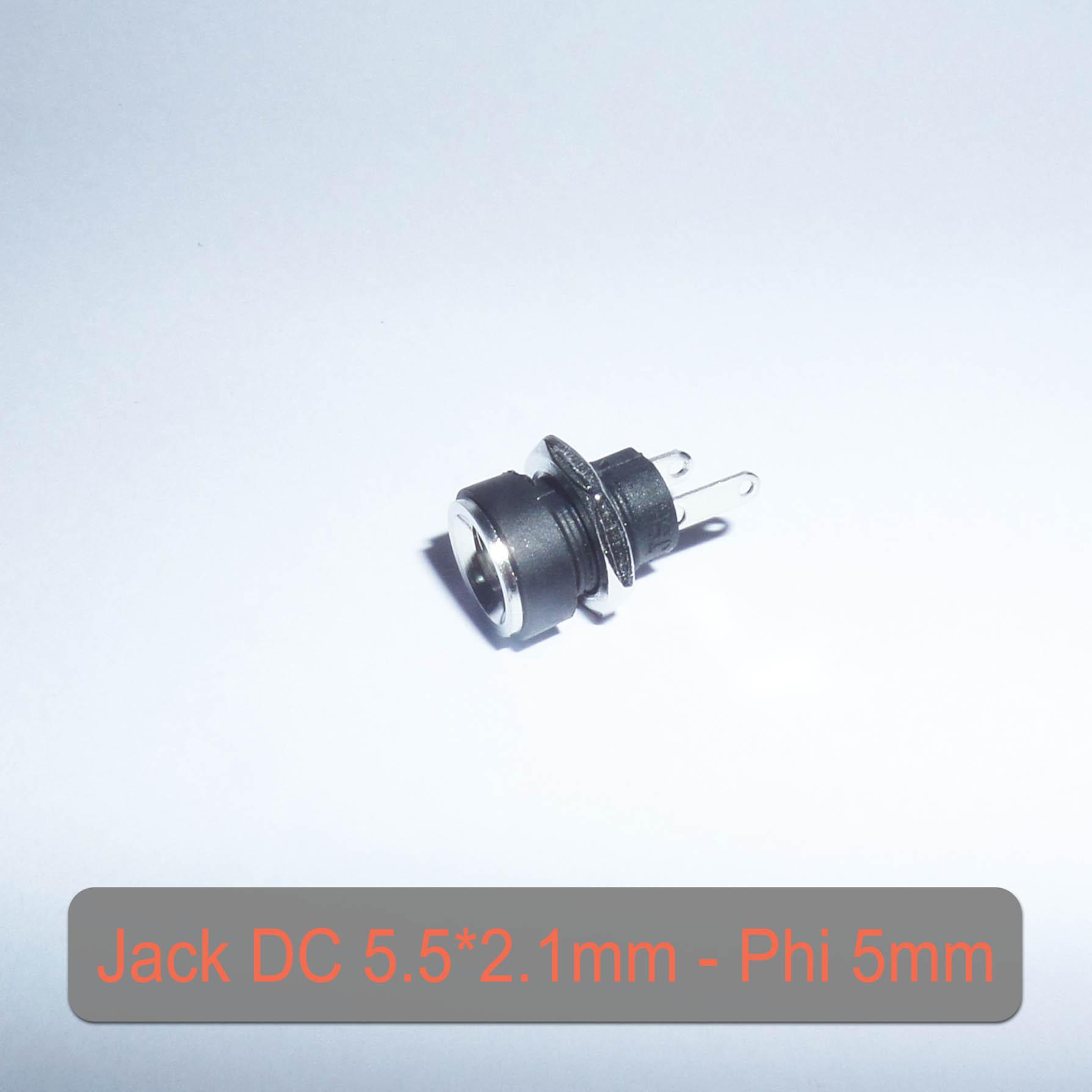 Bộ 5 Jack sạc DC - jack cái (Female) - 5.5x2.1mm - lỗ khoan 5mm