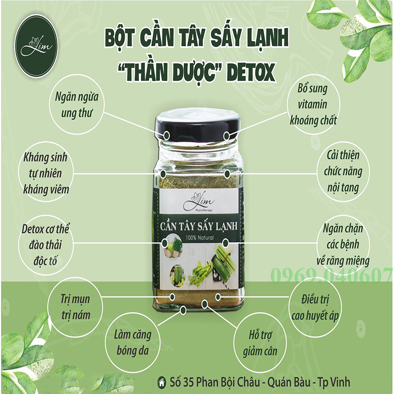 Bột cần tây sấy lạnh nguyên chất nhà LIM