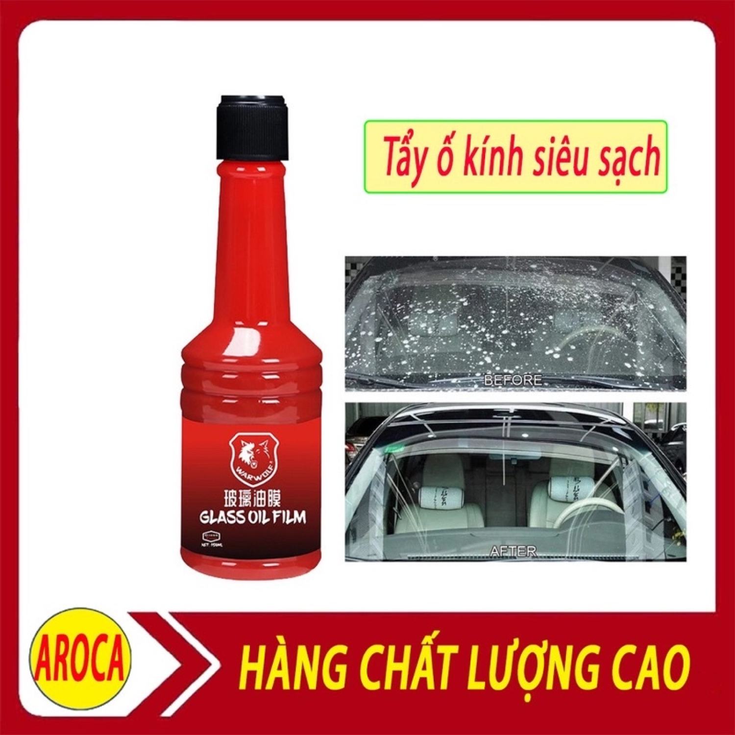 Nước rửa kính GLass OIL Film và Tẩy Ố Mốc Kính Lái Xe ô tô Làm Sạch Cặn Canxi màu đỏ - 150ml-an toàn khi sử dụng